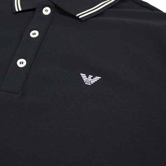 Emporio Armani Twin Tipped Long Sleeve Polo Shirt Black