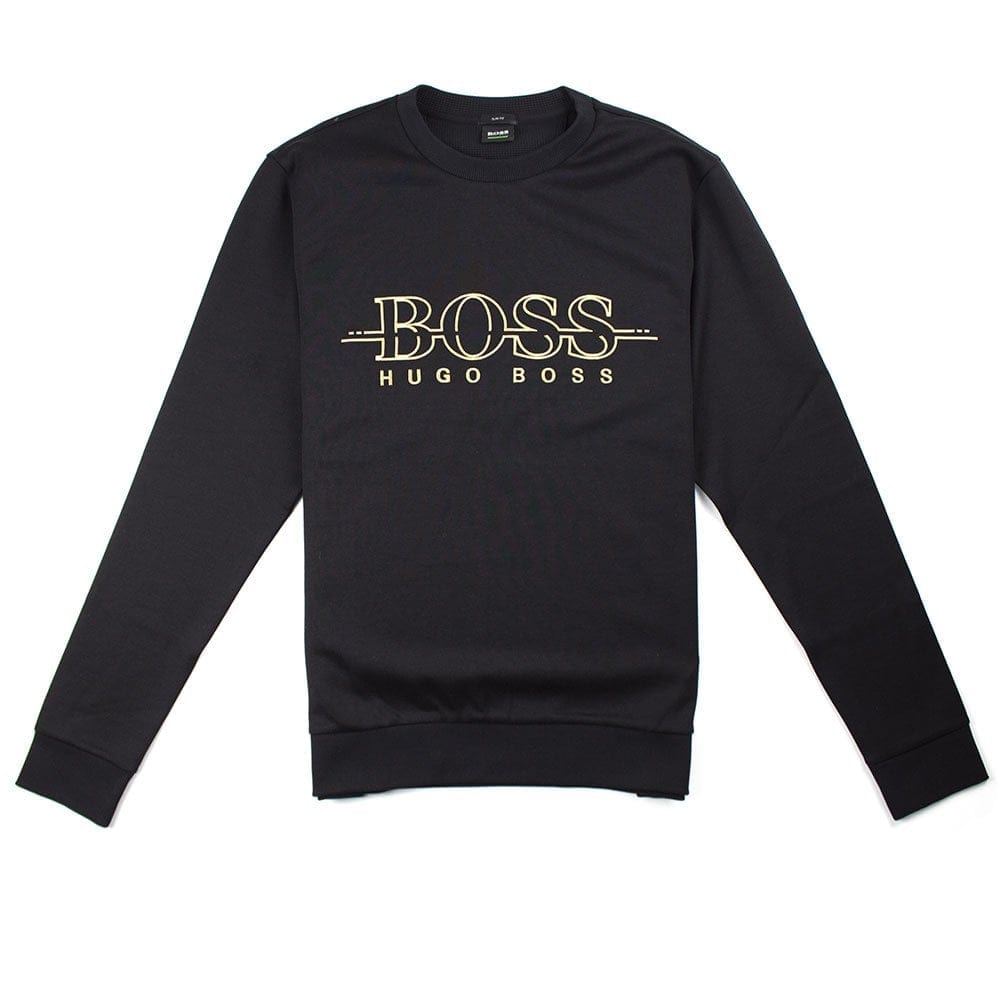 Hugo Boss Salbo Logo Crewneck Sweatshirt Black Gold