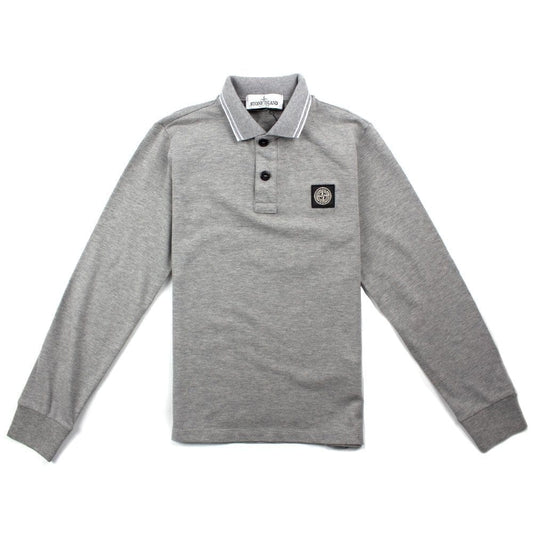 Stone Island Junior Twin Tipped Long Sleeve Polo Grey