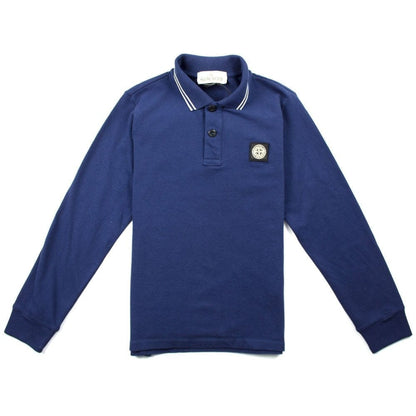 Stone Island Junior Twin Tipped Long Sleeve Polo Blue