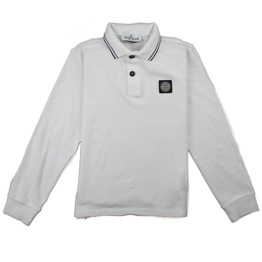 Stone Island Junior Twin Tipped Long Sleeve Polo White