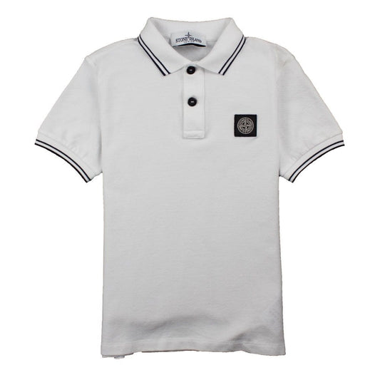 Stone Island Junior Twin Tipped Short Sleeve Polo White