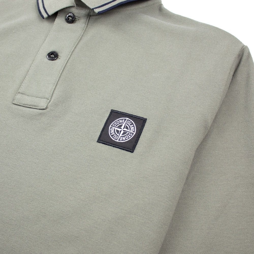 Stone Island Twin Tipped Long Sleeve Polo Green/Black