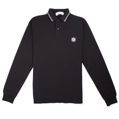 Stone Island Twin Tipped Long Sleeve Polo 2 Black/White