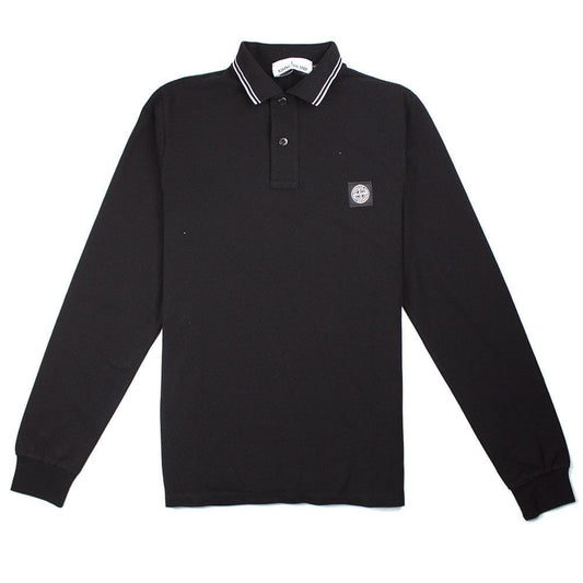Stone Island Twin Tipped Long Sleeve Polo 2 Black/White