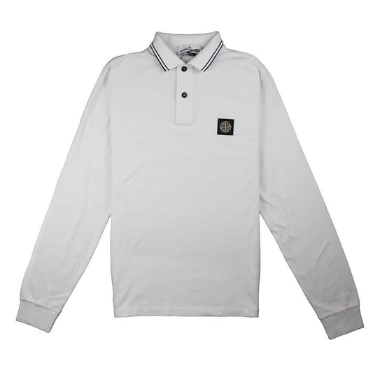 Stone Island Twin Tipped Long Sleeve Polo White/Black