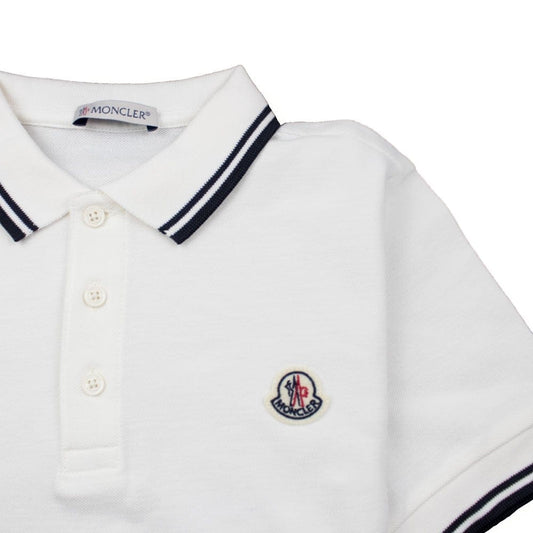 Moncler Junior Twin Tipped Short Sleeve Polo White\Navy