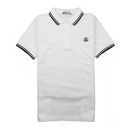 Moncler Junior Twin Tipped Short Sleeve Polo White\Navy