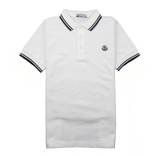 Moncler Junior Twin Tipped Short Sleeve Polo White\Navy