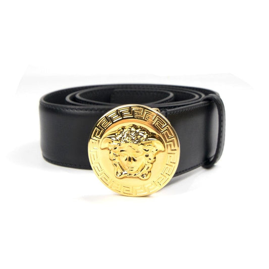 Versace Round Medusa Head Belt Black