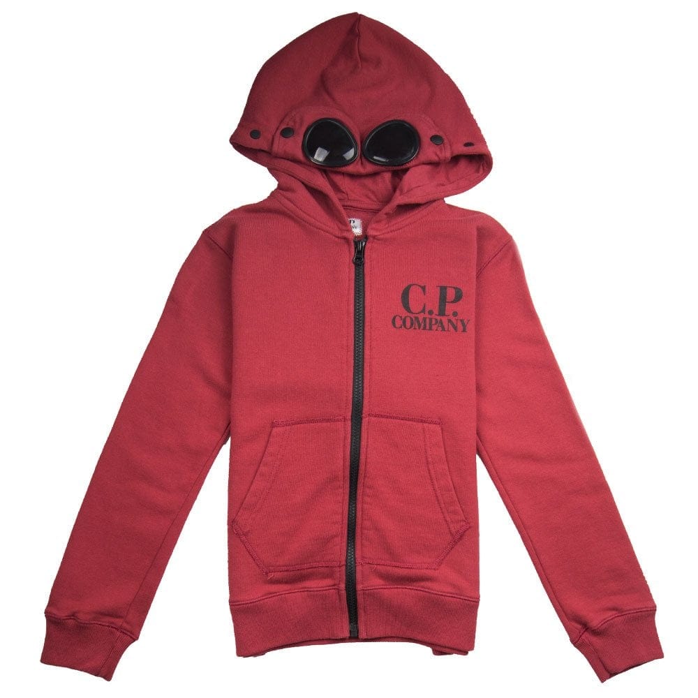 CP Company Undersixteen Goggle Zip Up Hoody Red