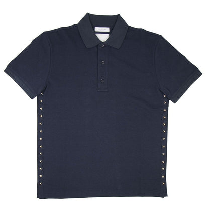 Valentino Rock Stud Polo Shirt Navy Blue