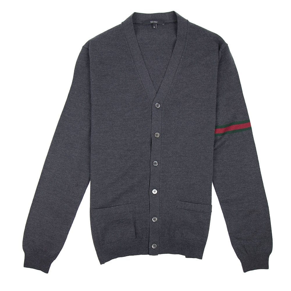Gucci 6 Button Arm Stripe Cardigan Grey