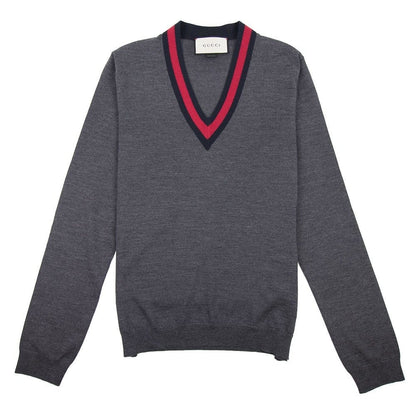 Gucci Wool V-Neck Sweater Grey
