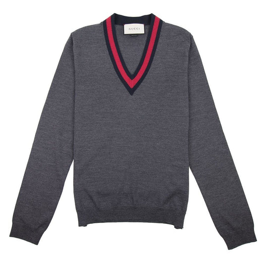 Gucci Wool V-Neck Sweater Grey