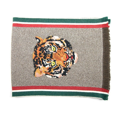 Gucci Tiger Embroidered Scarf Beige/Light Brown