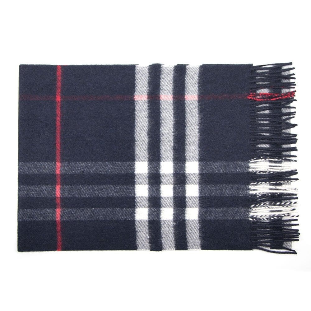 Burberry Giant Check Cashmere Scarf Navy Blue