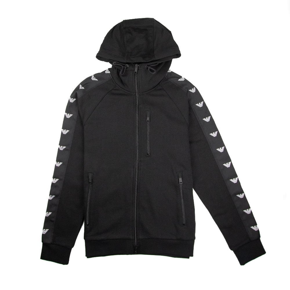 Emporio Armani Zip Hoody Eagle Pattern Black