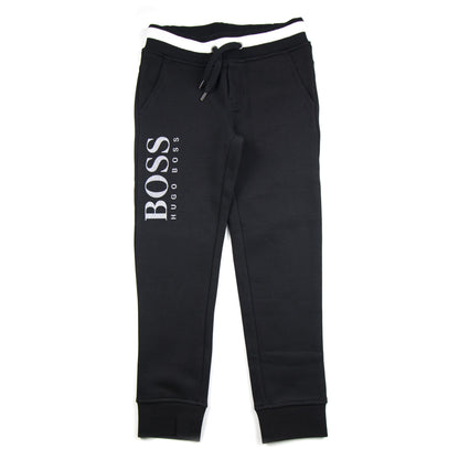 Hugo Boss Fleece Bottoms Large Leg Logo Black