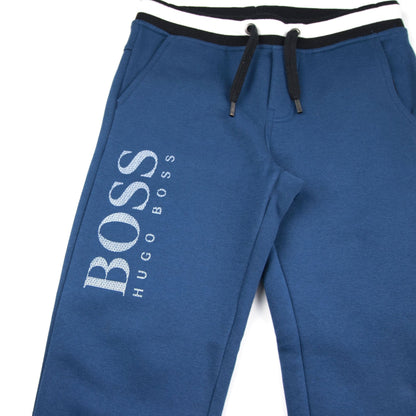 Hugo Boss Fleece Bottoms Large Leg Logo Blue