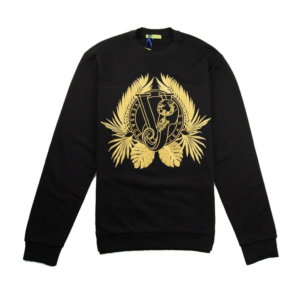 Versace Jeans Large Stitched VJ Logo Sweatshirt Black