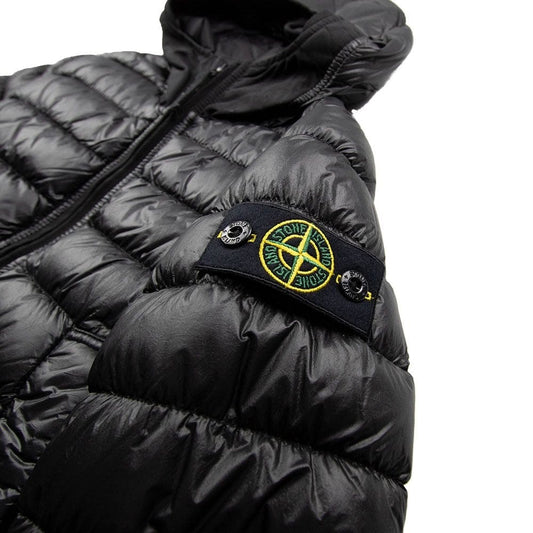 Stone Island Junior Garment Dyed Micro Yarn Down Puffa Coat Black