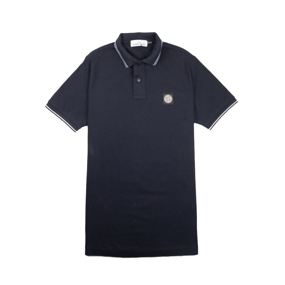Stone Island Twin Tipped Short Sleeve Polo Navy/White
