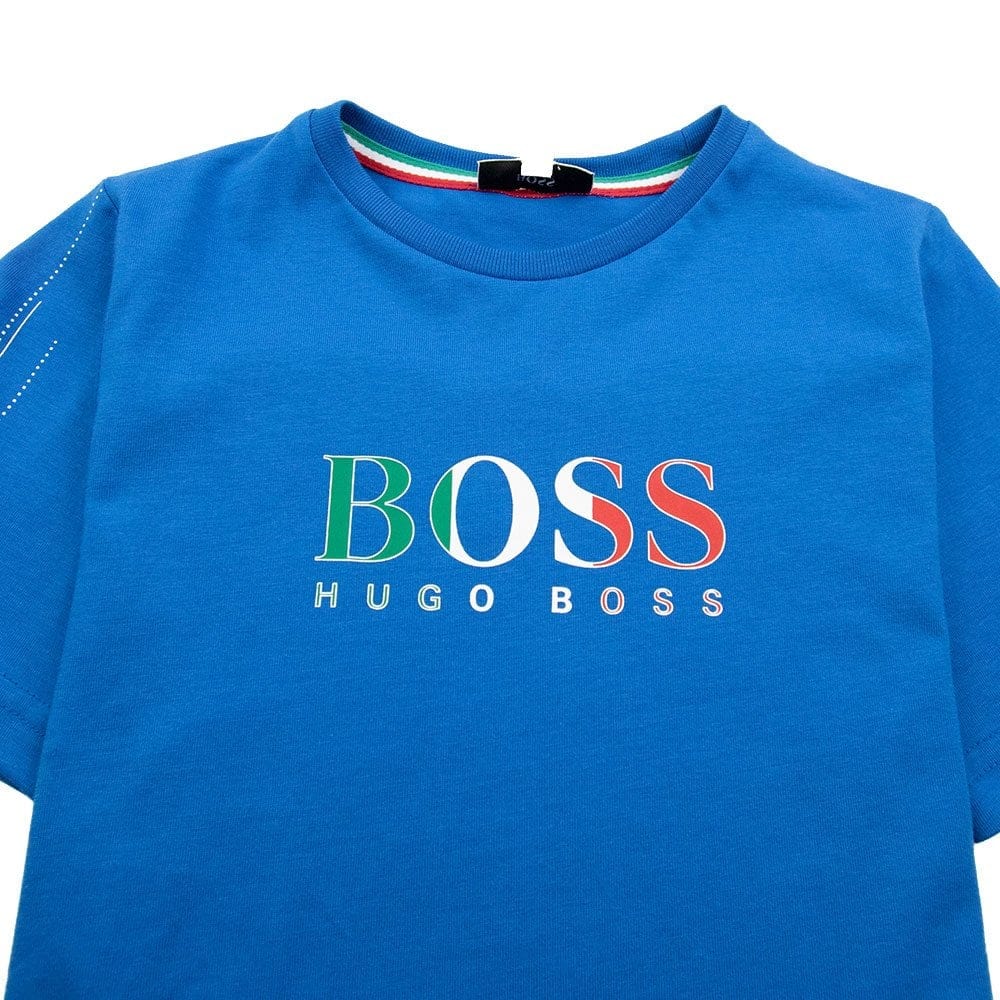 Hugo Boss Kids Football 'Italy' T-Shirt Blue