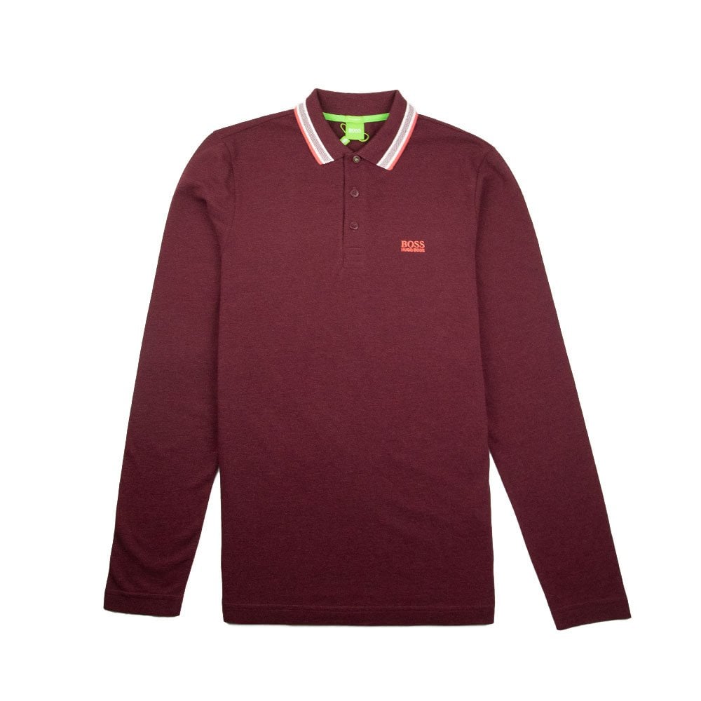 Hugo Boss Plisy 1 Long Sleeve Polo Burgundy