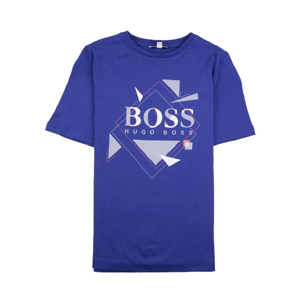 Hugo Boss Kids Geometric Logo T-Shirt Electric Blue