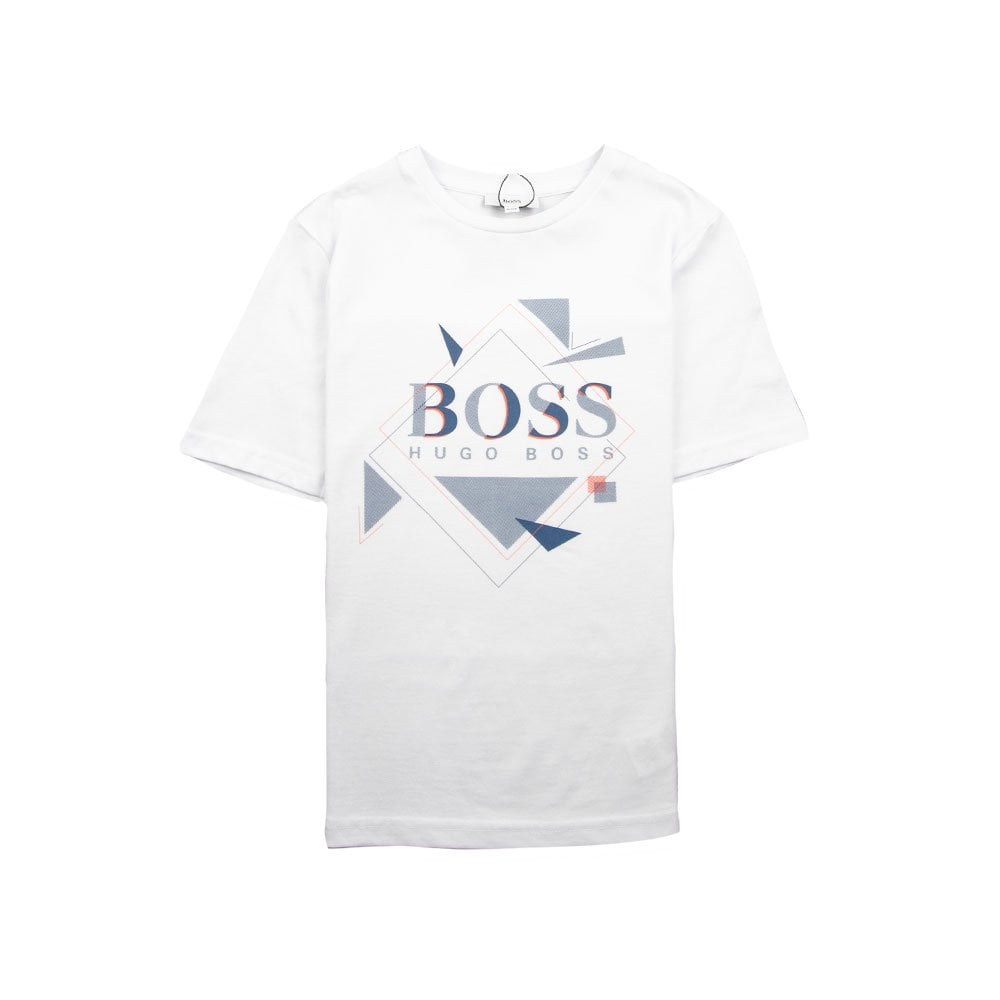 Hugo Boss Kids Geometric Logo T-Shirt White