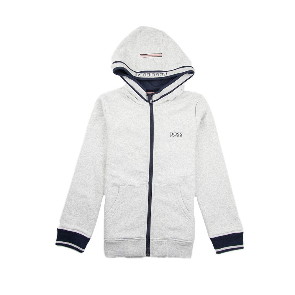 Hugo Boss Kids Fleece Hoody Light Grey