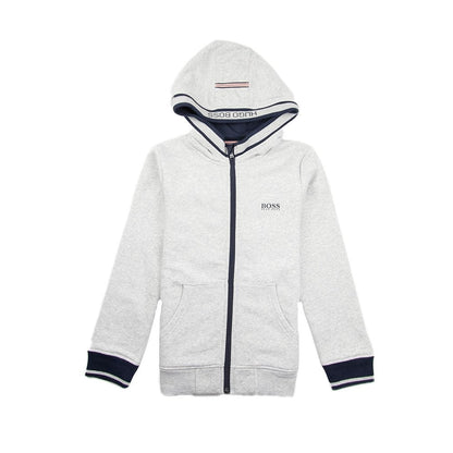 Hugo Boss Kids Fleece Hoody Light Grey