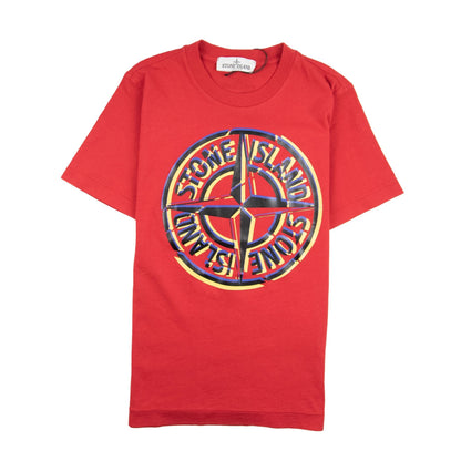 Stone Island Junior Large Compass Logo T-Shirt Red