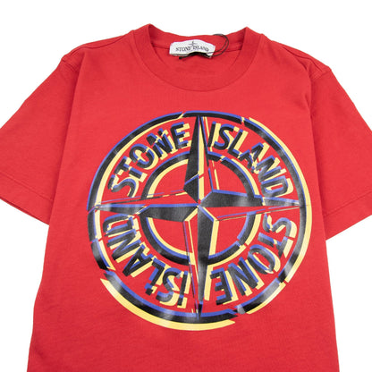 Stone Island Junior Large Compass Logo T-Shirt Red