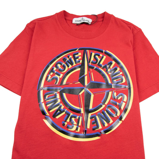 Stone Island Junior Large Compass Logo T-Shirt Red