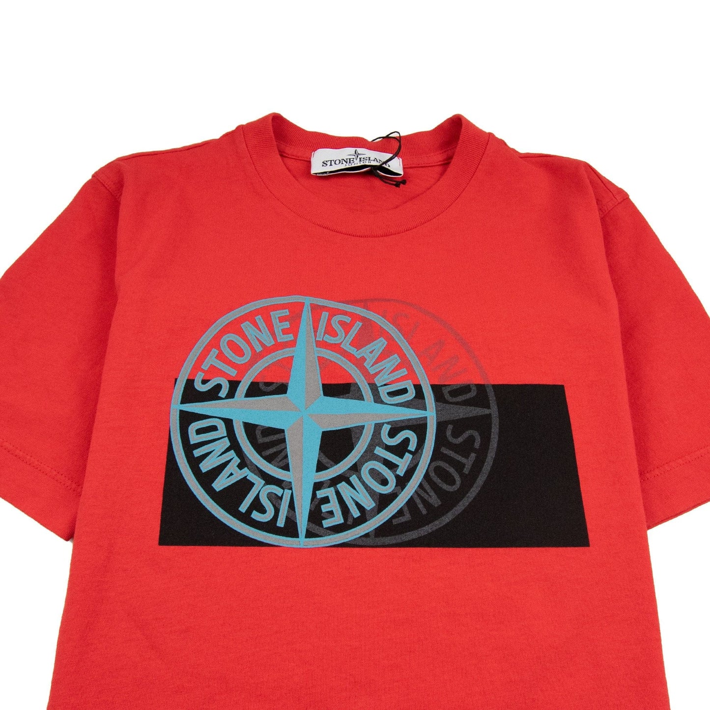 Stone Island Junior Front Compass Reflective T-Shirt Red