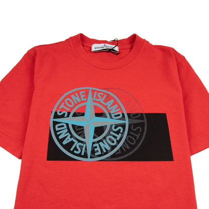 Stone Island Junior Front Compass Reflective T-Shirt Red
