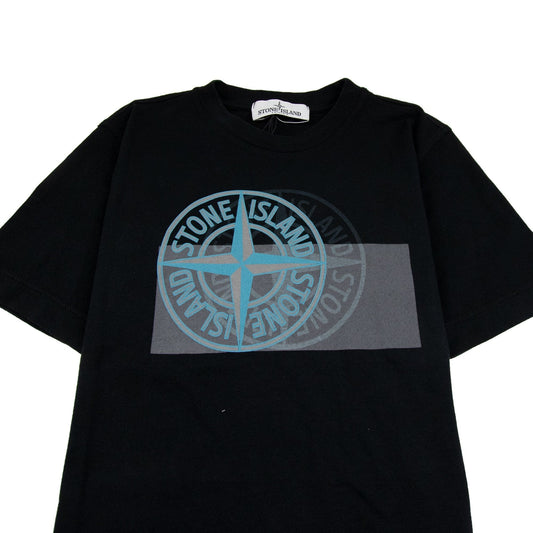 Stone Island Junior Front Compass Reflective T-Shirt Black