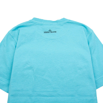 Stone Island Junior Front Compass Reflective T-Shirt Baby Blue