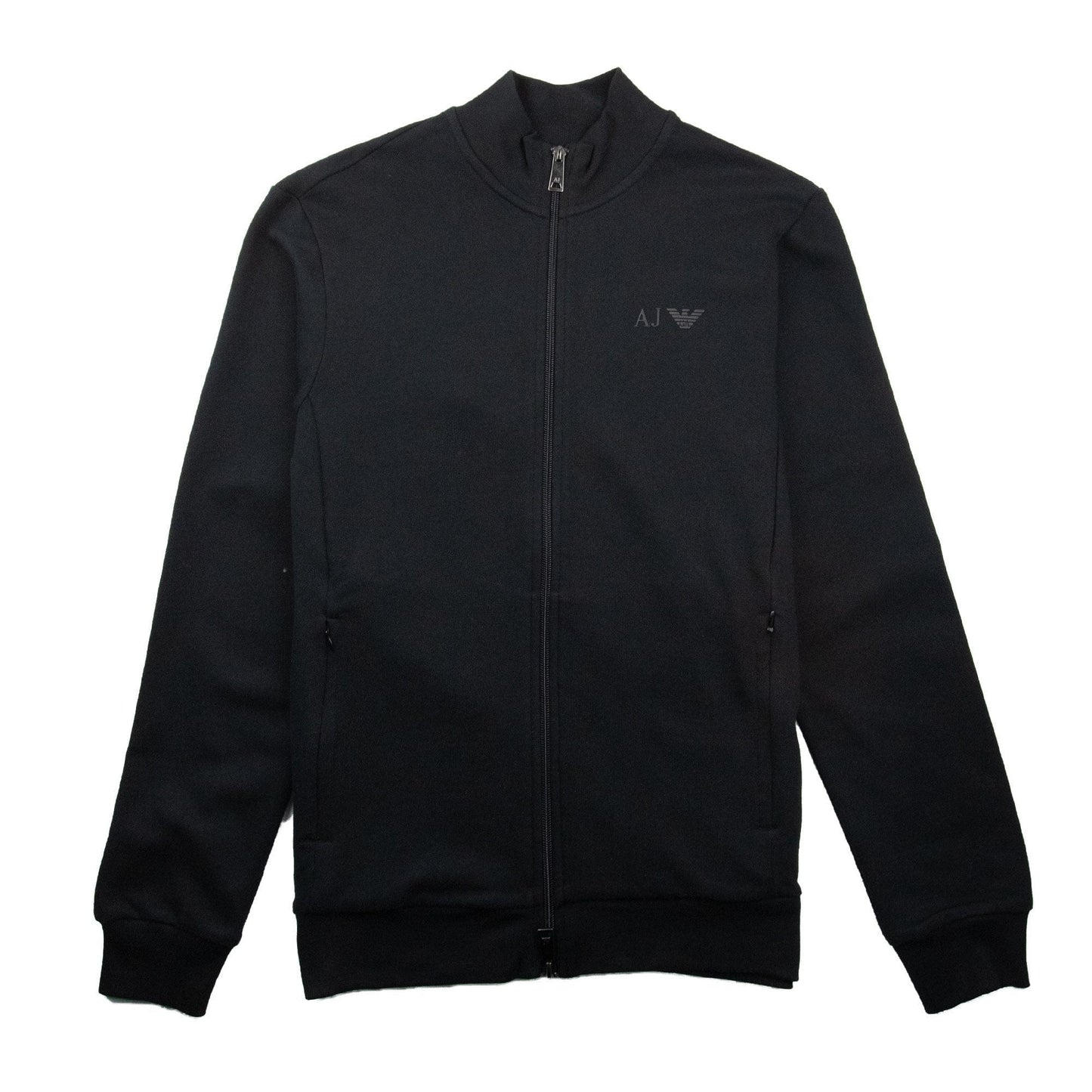 Armani Jeans Zip Up Rubber Logo Jacket Black