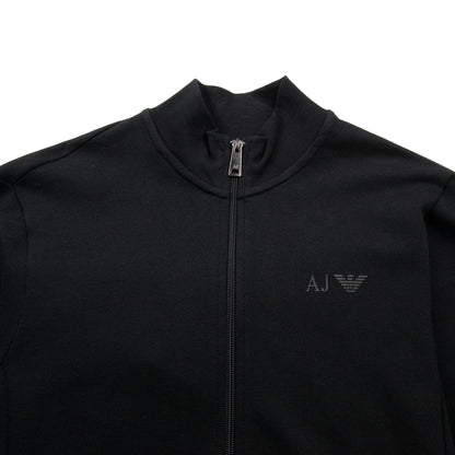 Armani Jeans Zip Up Rubber Logo Jacket Black