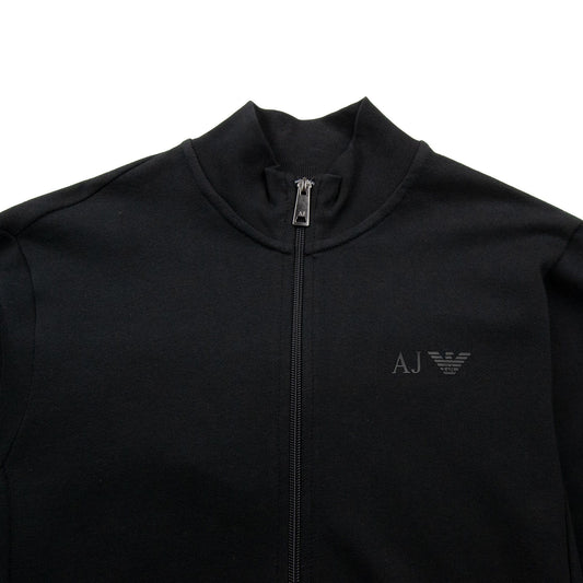Armani Jeans Zip Up Rubber Logo Jacket Black