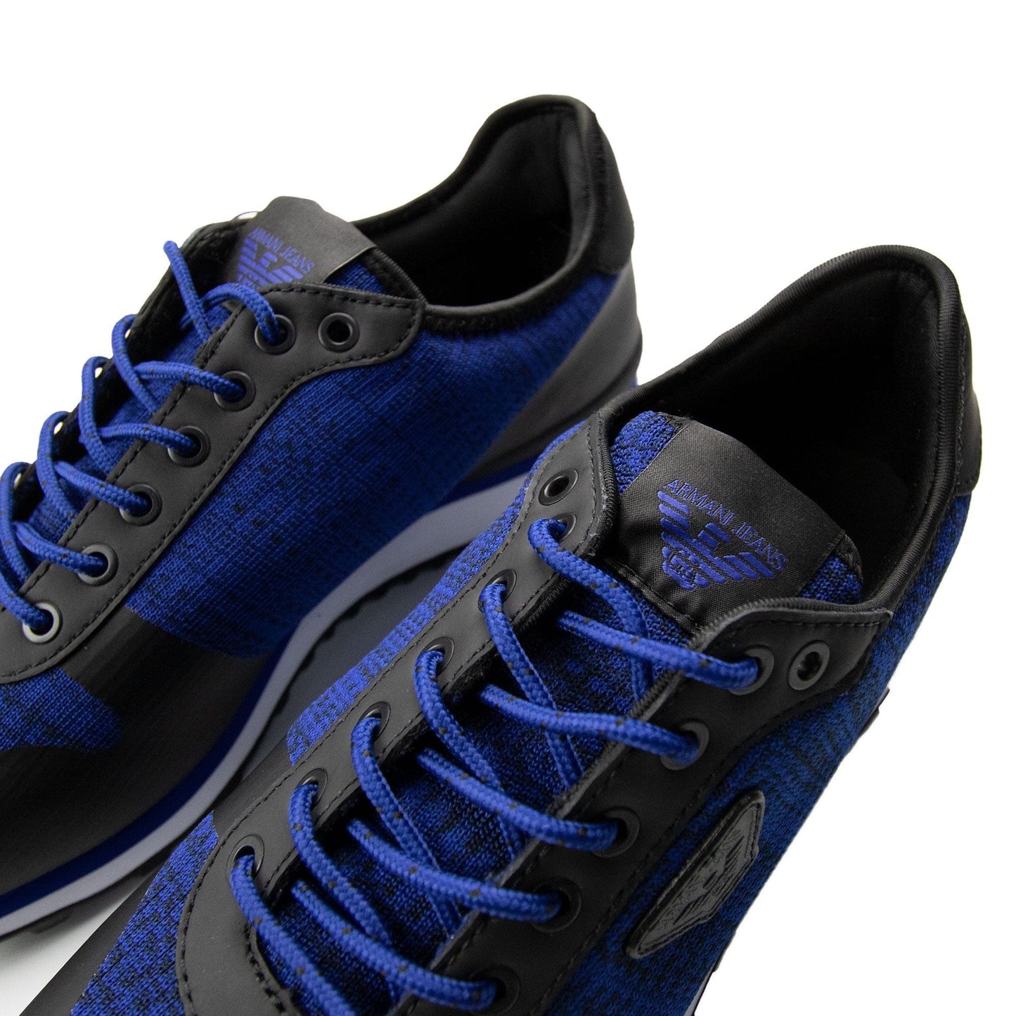 Armani Jeans Knit Trainer Electric Blue
