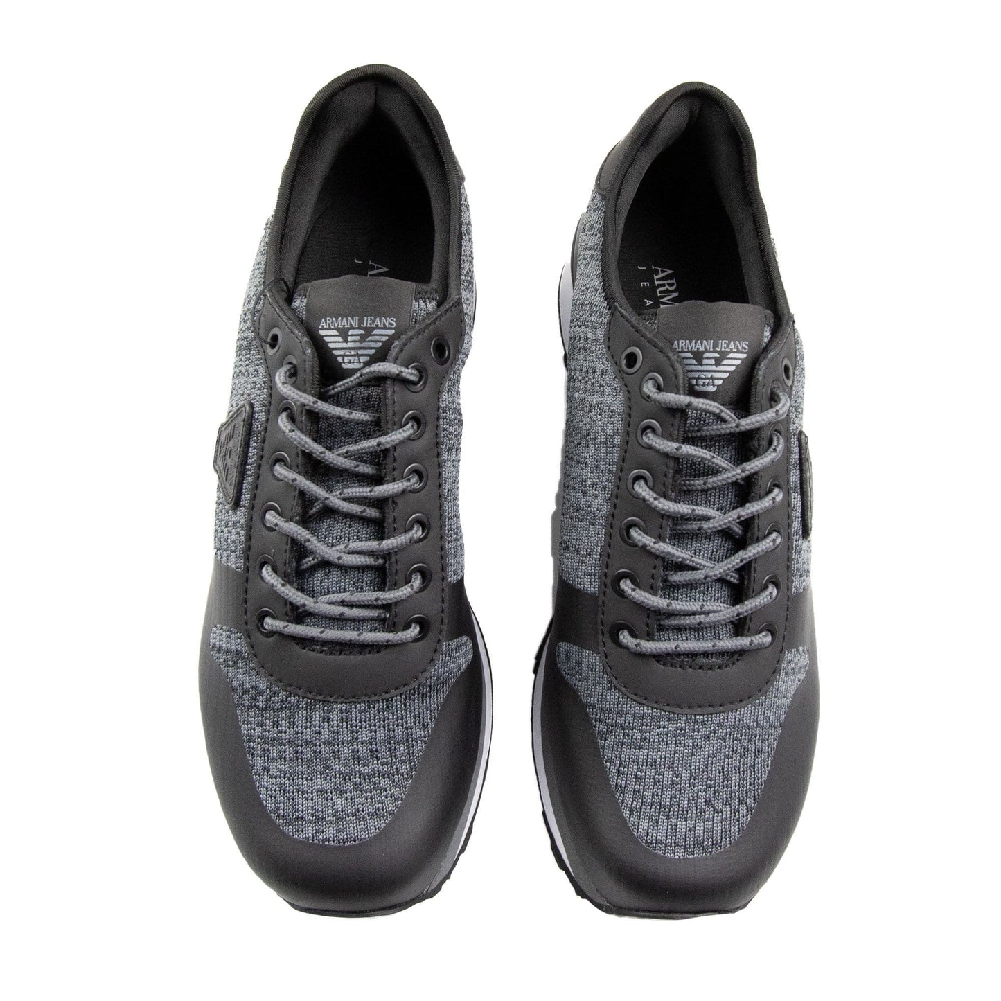 Armani Jeans Knit Trainers Dark Grey