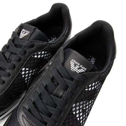 Armani Jeans Eagle Mesh Trainers Black/White