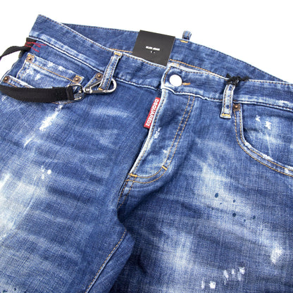 Dsquared2 Rope Clip Slim Jean Distressed Denim