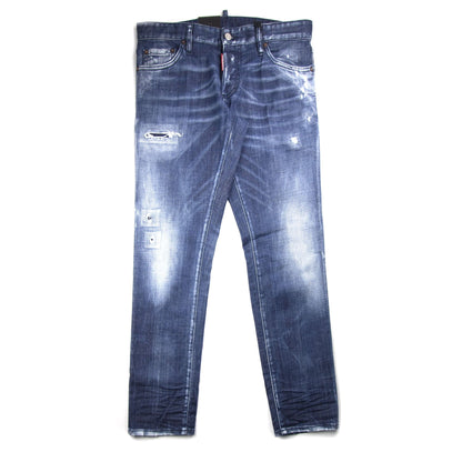 Dsquared2 Green Tape Slim Jean Distressed Denim