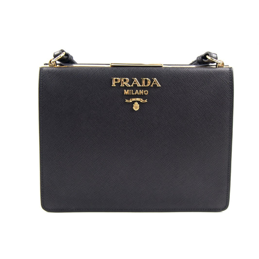 Prada Light Frame Saffiano Leather Bag Black