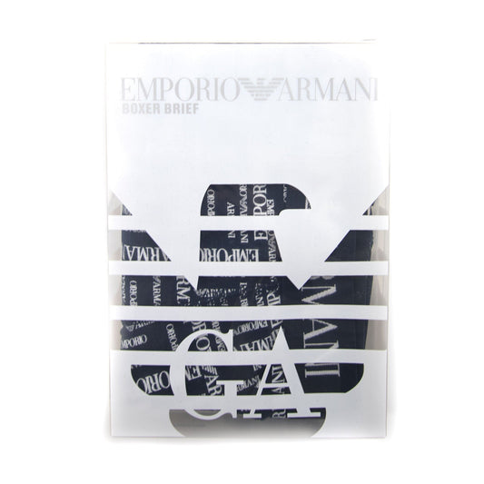 Emporio Armani All Over Logo Boxer Brief Blue